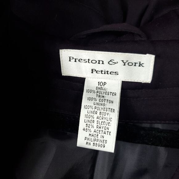 Vintage Preston & York Women's Navy Double Breasted Rain Trench Coat Size 10P - Picture 10 of 12
